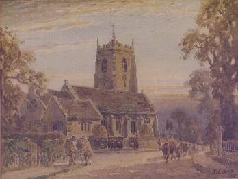 Painting of church from north east