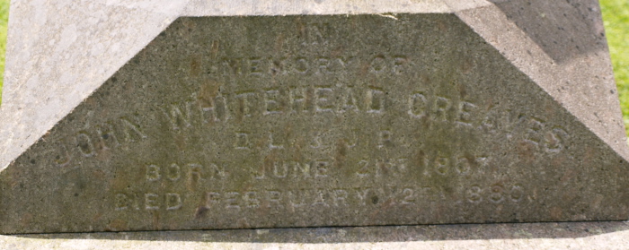 JW Greaves monumental inscription